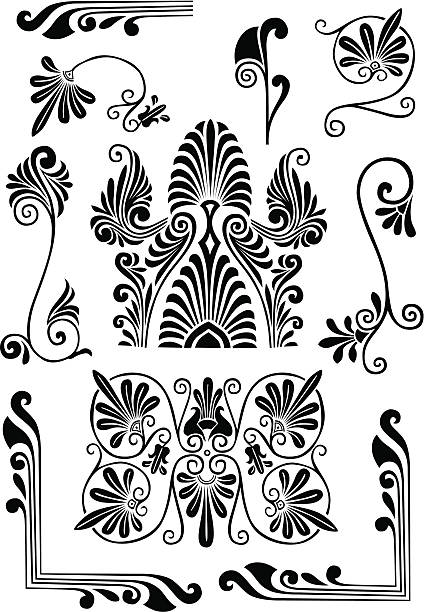 Floral designs A set of decorative Victorian stencils. william morris art stock illustrations