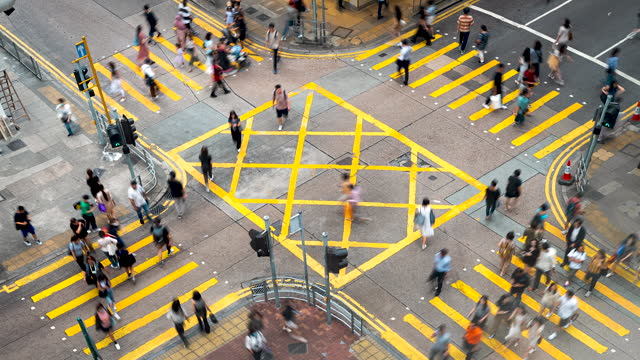 Time-lapse Crosswalk Shopping Street in Hong Kong.