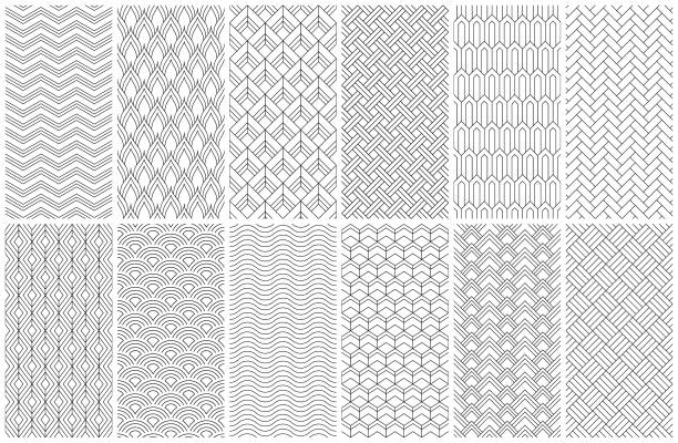 ilustraciones, imágenes clip art, dibujos animados e iconos de stock de patrones geométricos sin fisuras - repeating tile illustrations