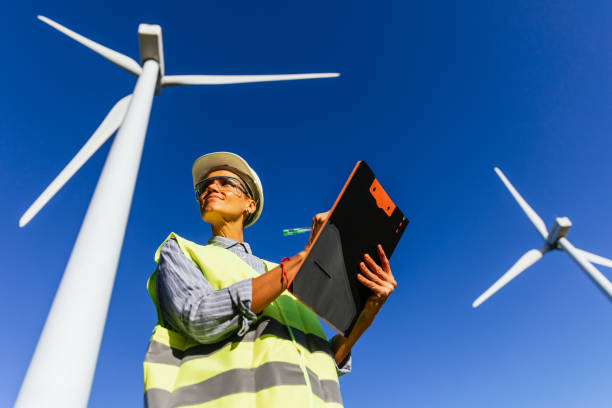 istock Professional female engineer working in a wind turbine field. 1508616783