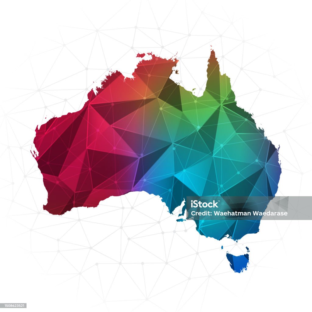 Australia Graphics Australia Map Abstract Polygon Vector Illustration Low Poly Colorful ...