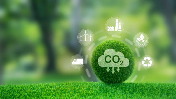 istock CO2 emission reduction concept with environmental icons, global warming, sustainable development and renewable energy green business background. 1508667009
