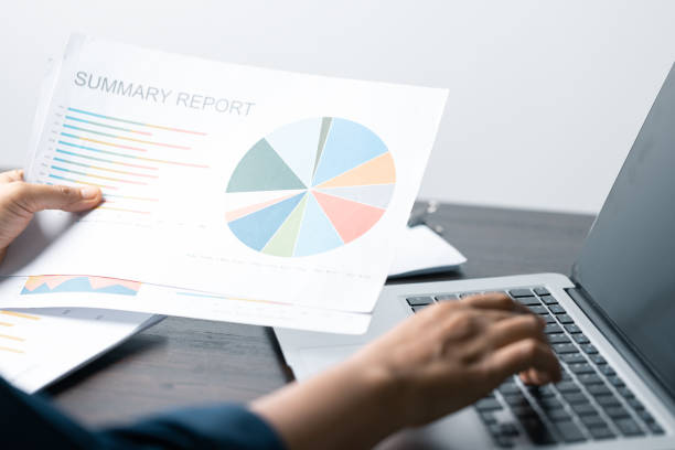 istock Business Data Analysis on Laptop: Financial Charts, Graphs, Reports for Successful Planning and Strategy. Professional Workplace: Analyzing Business Data, Charts, Graphs for Strategic Decision Making 1508720786