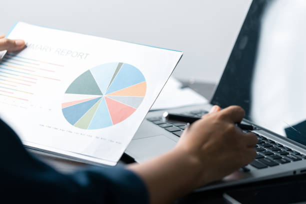 istock Business Data Analysis on Laptop: Financial Charts, Graphs, Reports for Successful Planning and Strategy. Professional Workplace: Analyzing Business Data, Charts, Graphs for Strategic Decision Making 1508720797