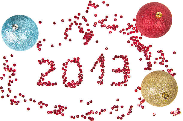 Christmas balls and number 2013 as New Year concept isolated on white
