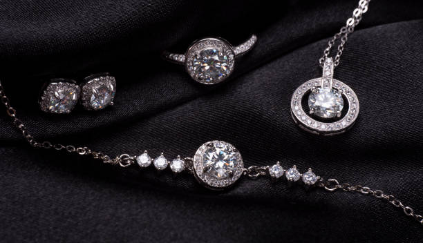 istock amazing silver set with diamonds on a black background 1508774183