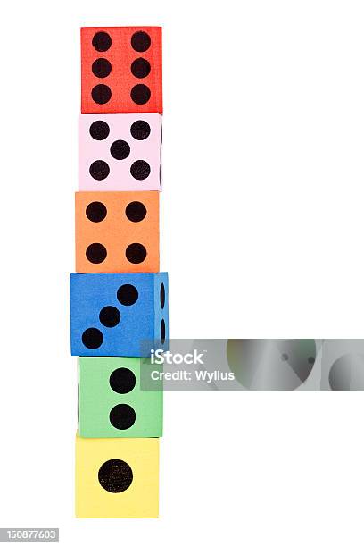 Tower Made Of Dice Stock Photo - Download Image Now - Black Color, Blue, Chance