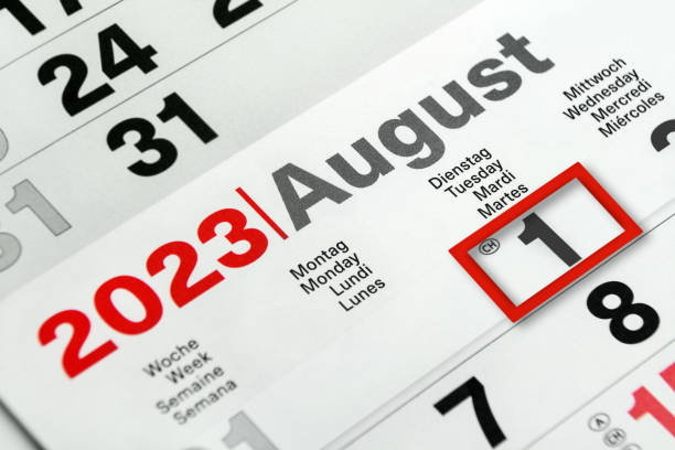 istock German calender August 1 2023 closeup Week Monday Thursday Wednesday 1508795532