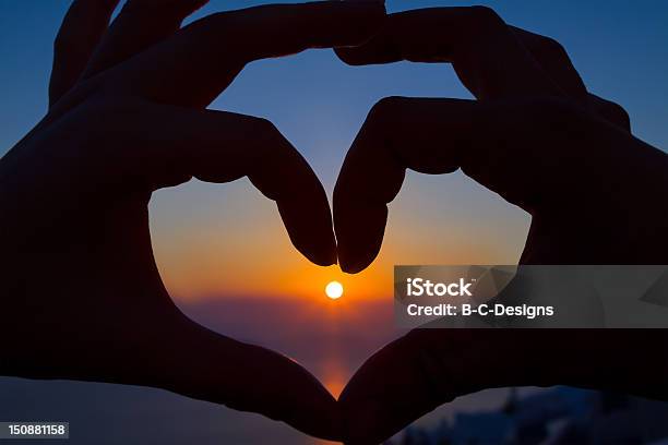 Romantic Sunset Heart Stock Photo - Download Image Now - Adult, Adults Only, Affectionate