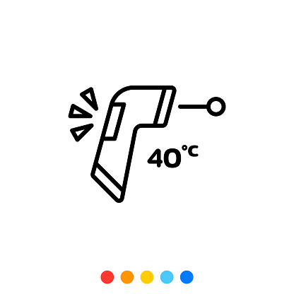 Digital infrared thermometer Thin line icon, Vector.