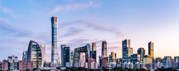 istock High angle night view of Beijing International Trade CBD Building Complex, China 1508840335
