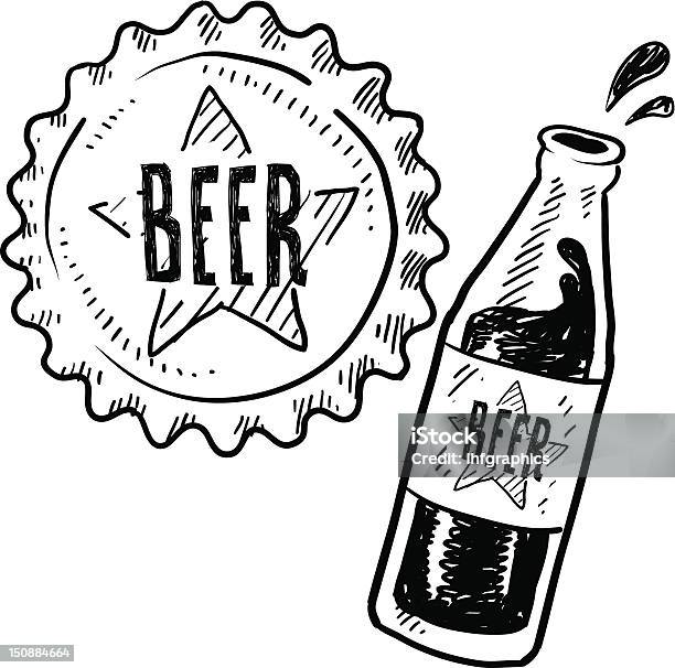 Ilustración de Botella De Cerveza Y Tapa De Metal De Boceto y más Vectores Libres de Derechos de Bar - Bar, Bebida, Bebida alcohólica