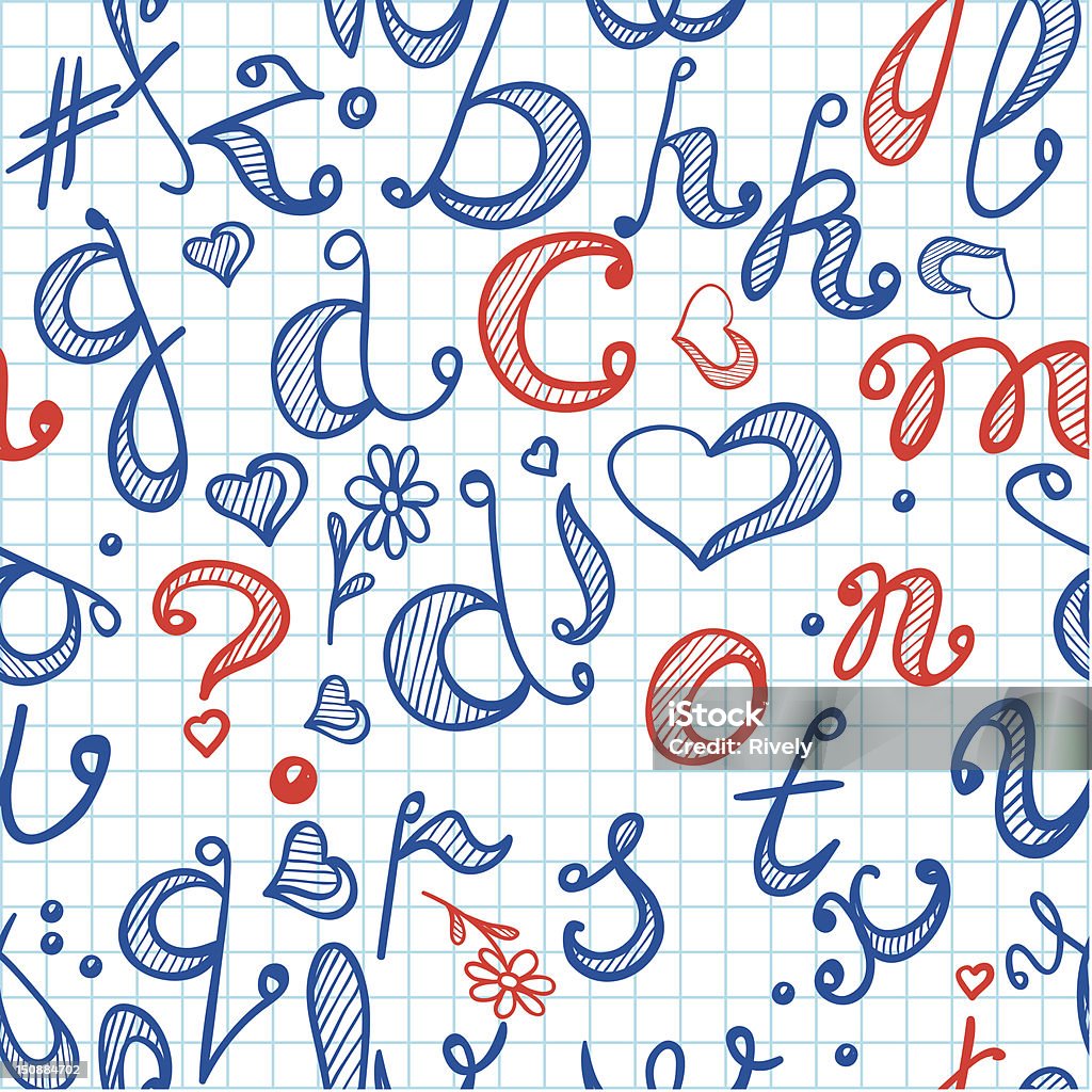 Notebook Symbols Letters Symbols Characters In The Notebook Seamless Pattern Stock ...