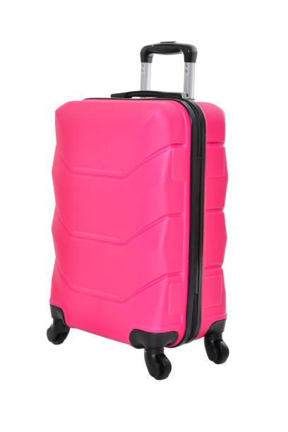 istock Pink travel suitcase on a white background 1508868485