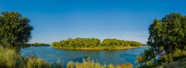 緑の植物に囲まれた川の美しい景色。 - flowing blue rippled environment ストックフォトと画像