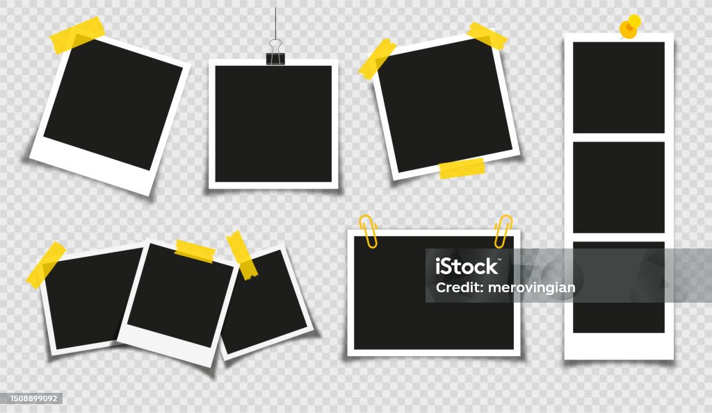 Photo frame with scotch tape Royalty Free Vector Image
