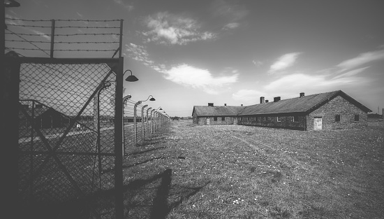 Poland, Auschwitz - April 18, 2014: Birkenau, German Nazi concentration and extermination camp