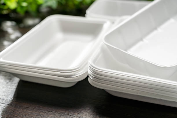 istock Styrofoam food trays on wooden table 1508929469