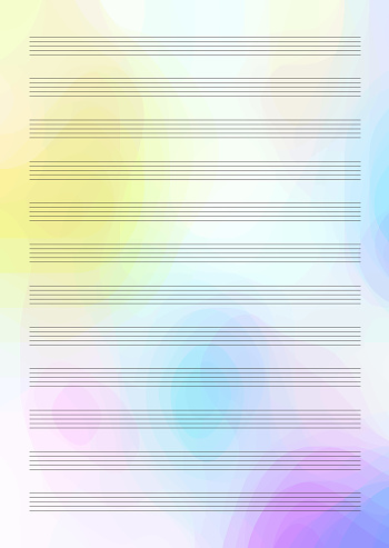 Note paper for musical notes - A4 template, colorful background