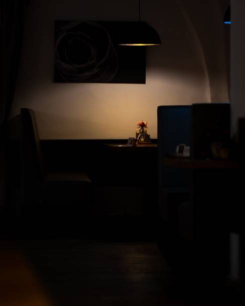 istock Vertical shot a modern lamp illuminating an interior space at night 1508961278
