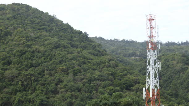 istock Communication Building Antenna with a backdrop of mountains and sky 1508969185