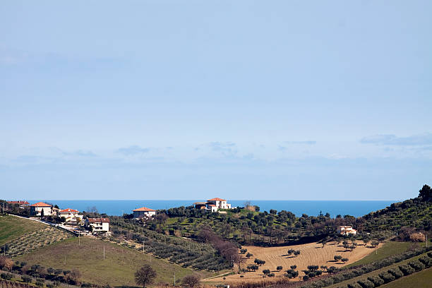 Cultivated hills near the Adriatic Sea in Abruzzo, Italy.