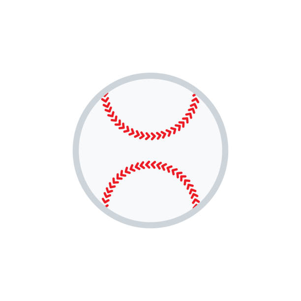 白い背景に野球ボールとフラットデザイン、ベクター画像。 - hitting playing baseball athlete点のイラスト素材／クリップアート素材�／マンガ素材／アイコン素材