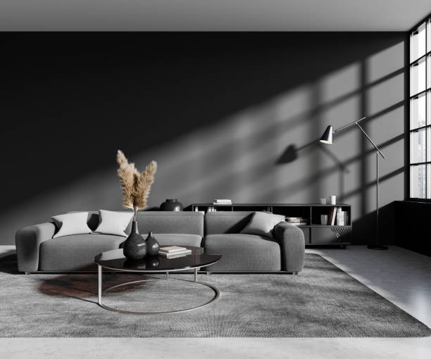 istock Gray living room with couch and table 1509011403