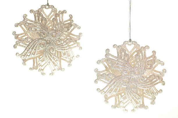 istock White and silver glass Christmas hanging stars 150901241
