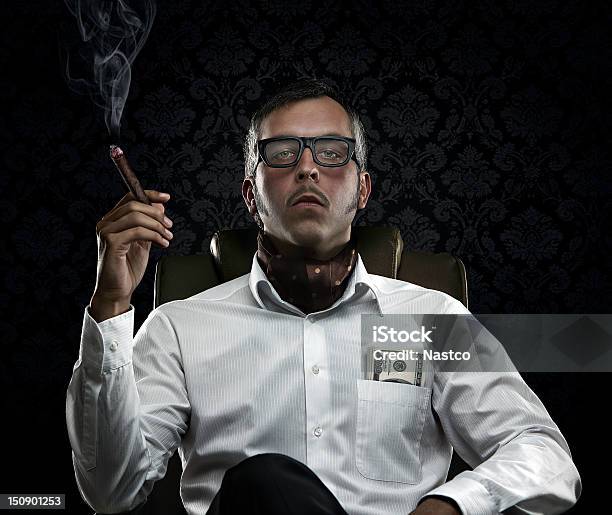 Portrait Of Serious Rich Man With Money And Cigar Stock Photo - Download Image Now - Currency, Humor, Mafia