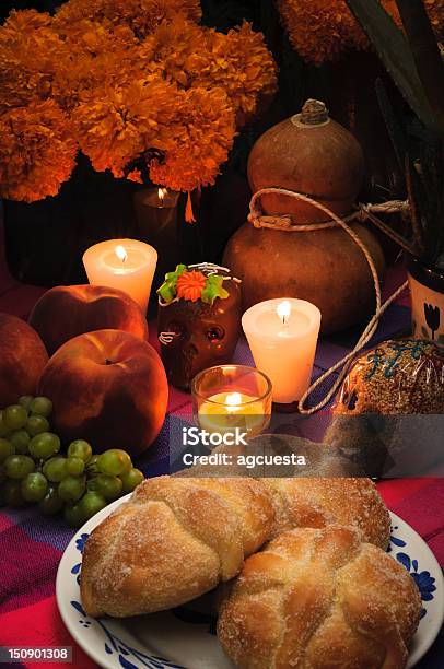 Day Of The Dead Offering Altar Stock Photo - Download Image Now - Day Of The Dead, Religious Offering, Pan De Muerto