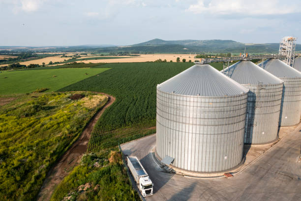istock Aerial view of grain silos. 1509014126