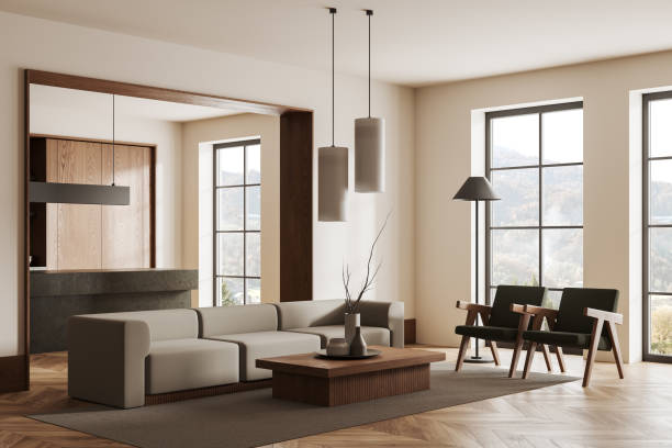 istock White kitchen and living room corner 1509015299