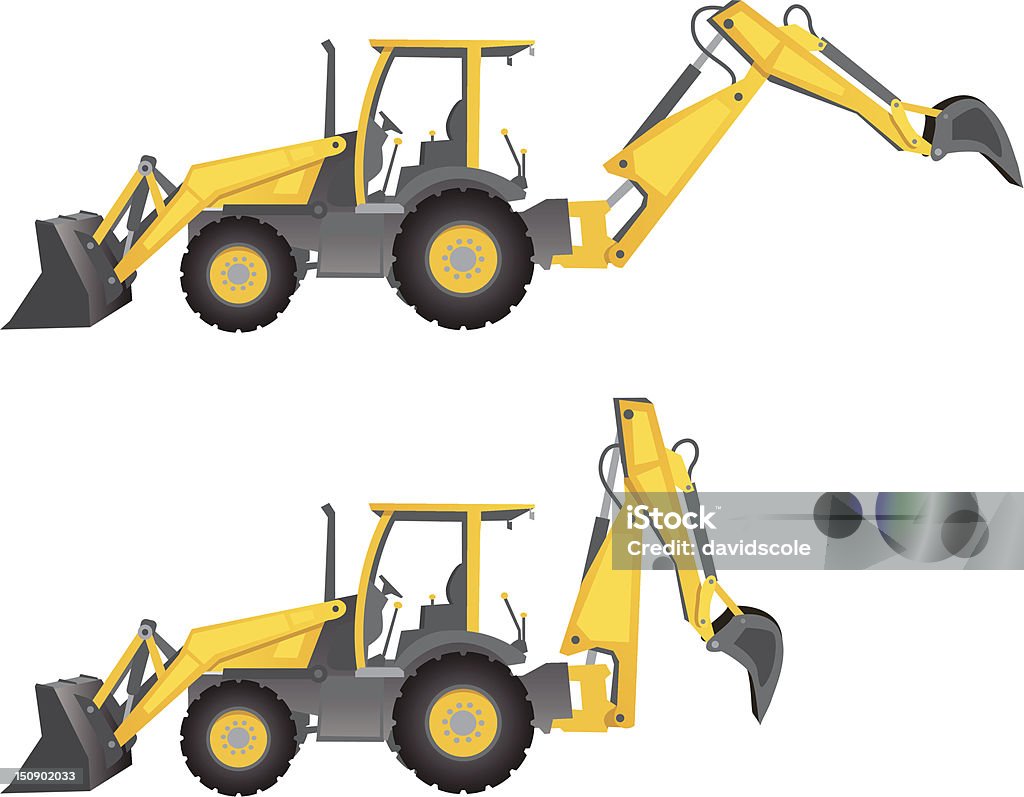 Vector Back Hoe Yellow Backhoe Stock Illustration - Download Image Now - Activity ...