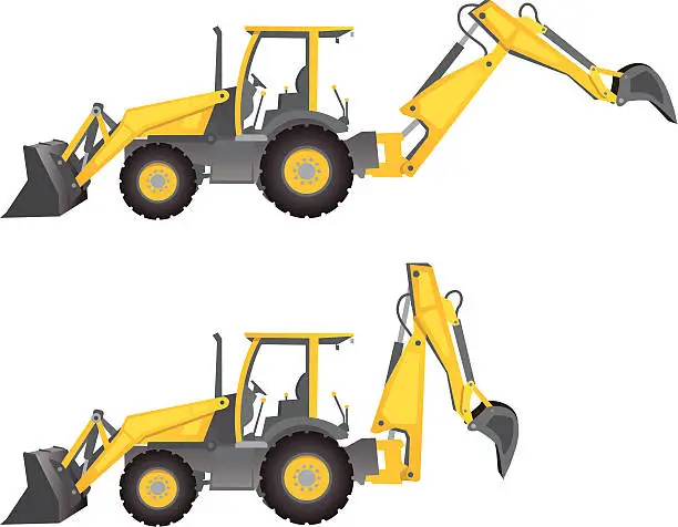 Vector illustration of Yellow Backhoe