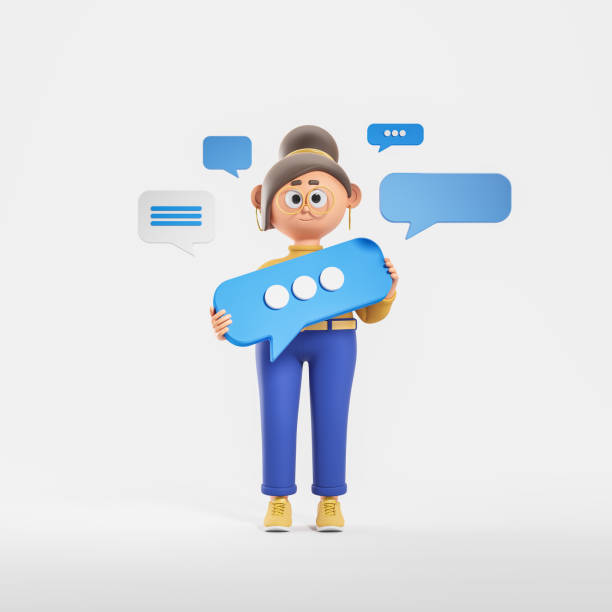 istock Cartoon woman holding speech bubble, social media 1509023006