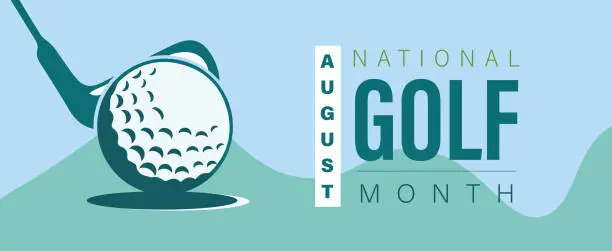 Vector illustration of National golf month. Observed annually in the August. Vector poster, banner, card.