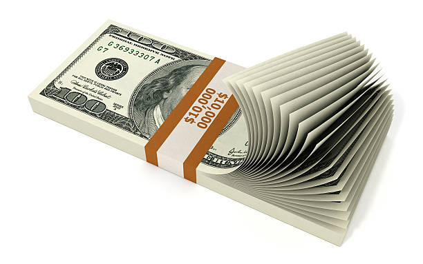 Stack of 10000 Dollars stock photo