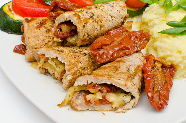 istock Pork rolls with sundried tomatoes and mozzarella 150906683