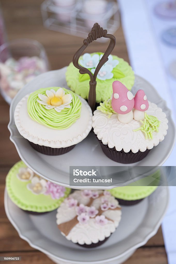 Tea Party cupcakes in a decorative plate Baked Stock Photo