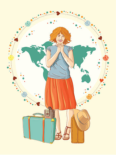 istock Young traveler girl with bag 150908597