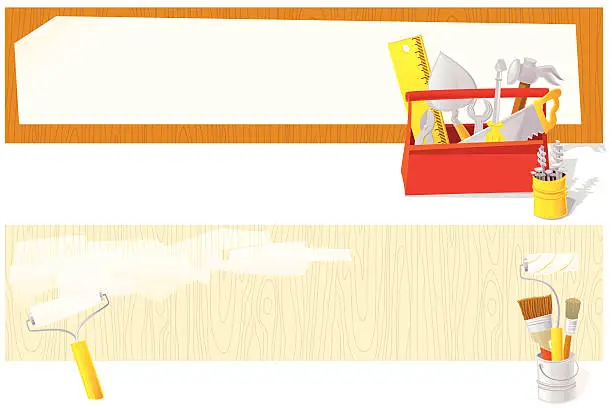 Vector illustration of Home Renovation Tools Banners