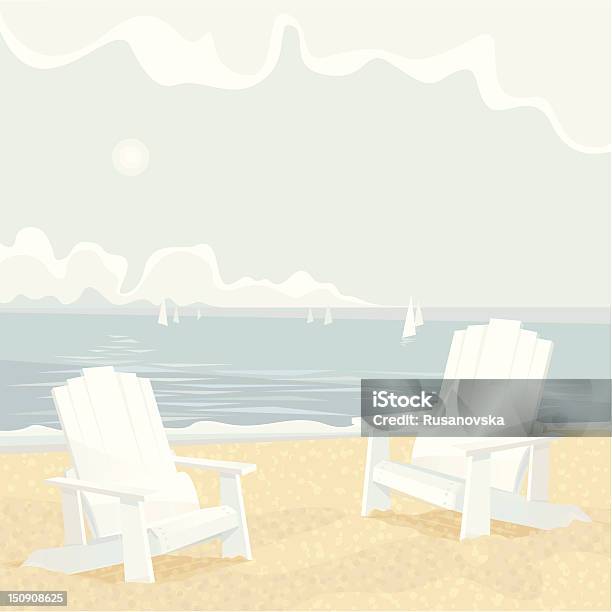 Two Adirondack Chairs On A Shore Stock Illustration - Download Image Now - Adirondack Chair, Vector, Lake