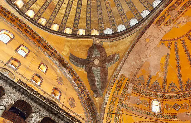 Six winged biblical angel Seraphim in Hagia Sophia in Istanbul,Turkey