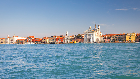 Giudecca canal in Venice with St. Mary of the Rosary church, Italy, Europe.