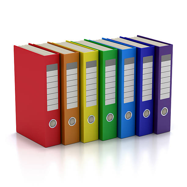 красочные файл папки - stack file paper document стоковые фото и изображения