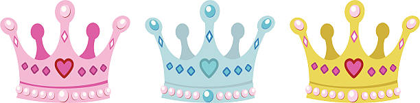 zestaw korony dla princess - women crown tiara princess stock illustrations