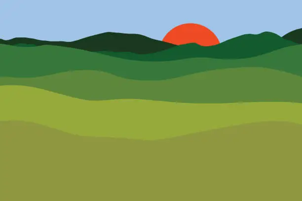 Vector illustration of Tranquil mountains of green