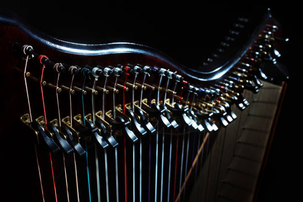 istock Harp instrument strings closeup. Irish harp celtic music 1509145614