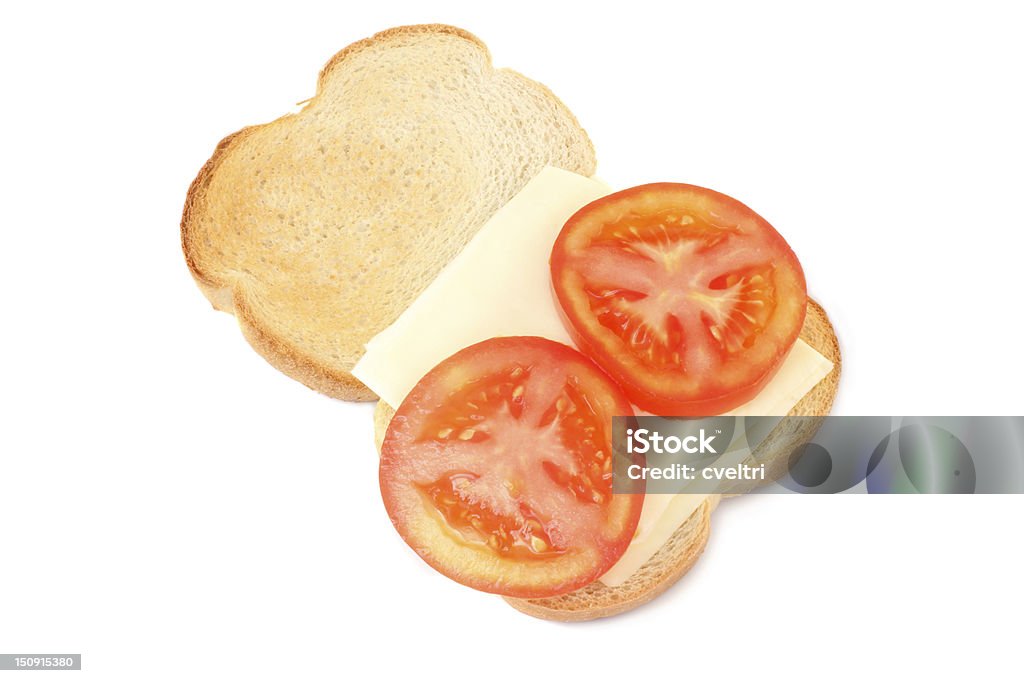 Formaggio e pomodoro sul Pane tostato - Foto stock royalty-free di Alimentazione sana